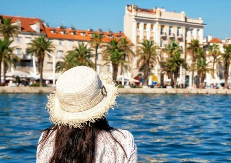 Tourist looking across Split