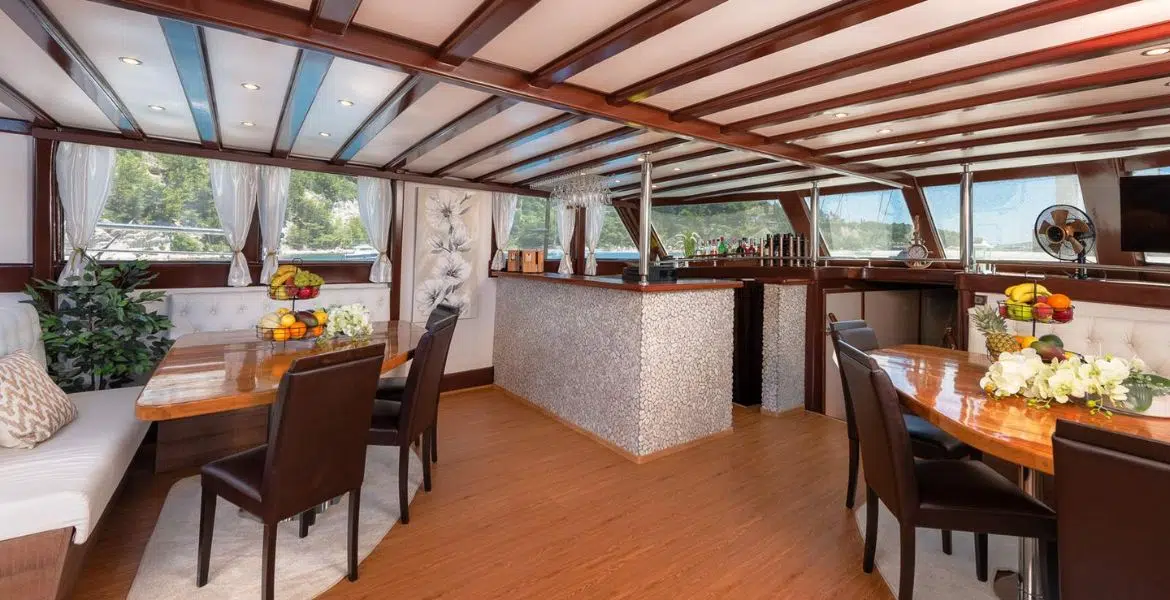 Gulet Nautilus Indoor Dining Area